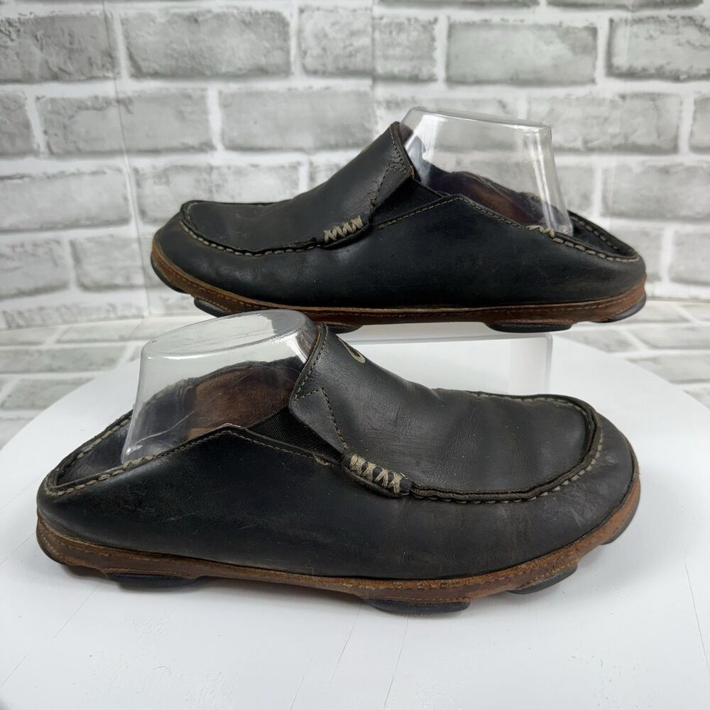 Olukai Moloa Men’s Size 9 Slip On Dark Brown Leather Casual Comfort Shoes